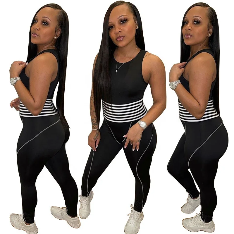 

MT269-8832 sleeveless print bodycon jumpsuit 2021 summer casual high street elastic fitness workout jumpsuit outfit