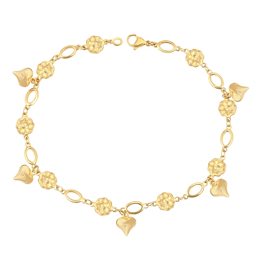 
76924 xuping 24K gold color copper body jewelry charm anklet for women  (62407860024)