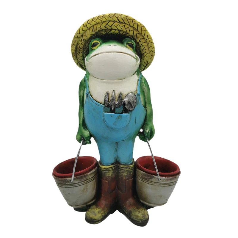 

Creative Garden Decoration Ornaments Cute Cartoon Resin Frog Dwarf Flower Pot Decoration, Green