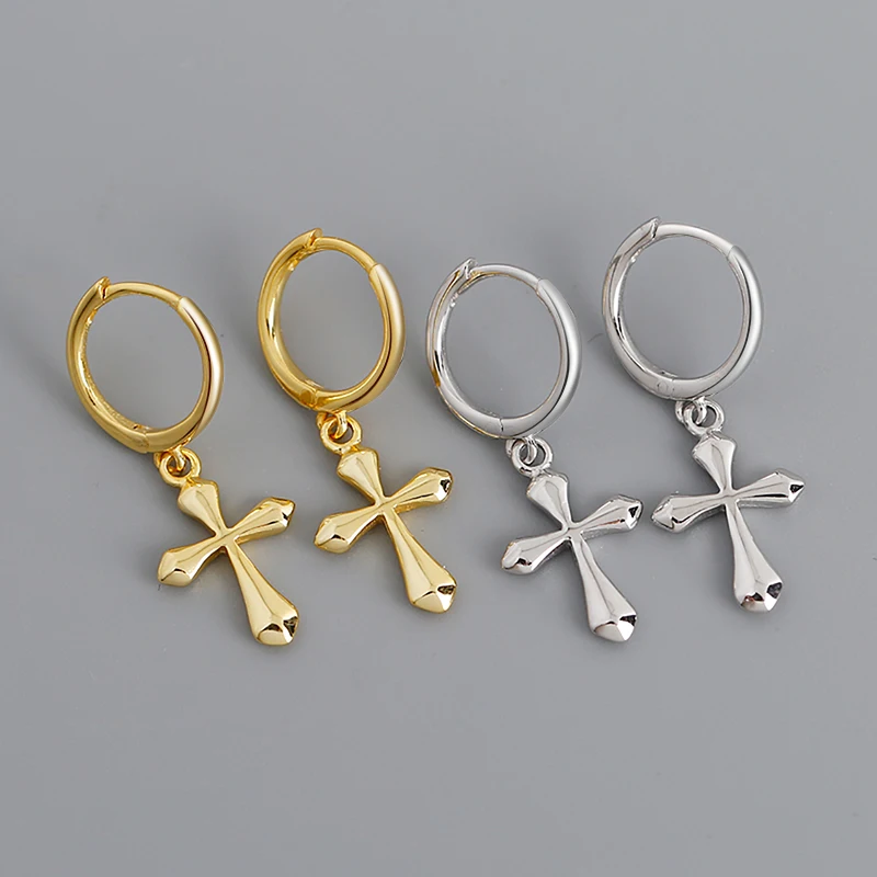 

RINNTIN APE26 cross earrings jewelry wholesale 925 sterling silver earrings women