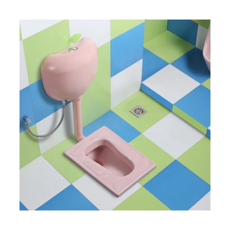 
Preschool pink colored girl squatting pan WC kids sanitary ware product 