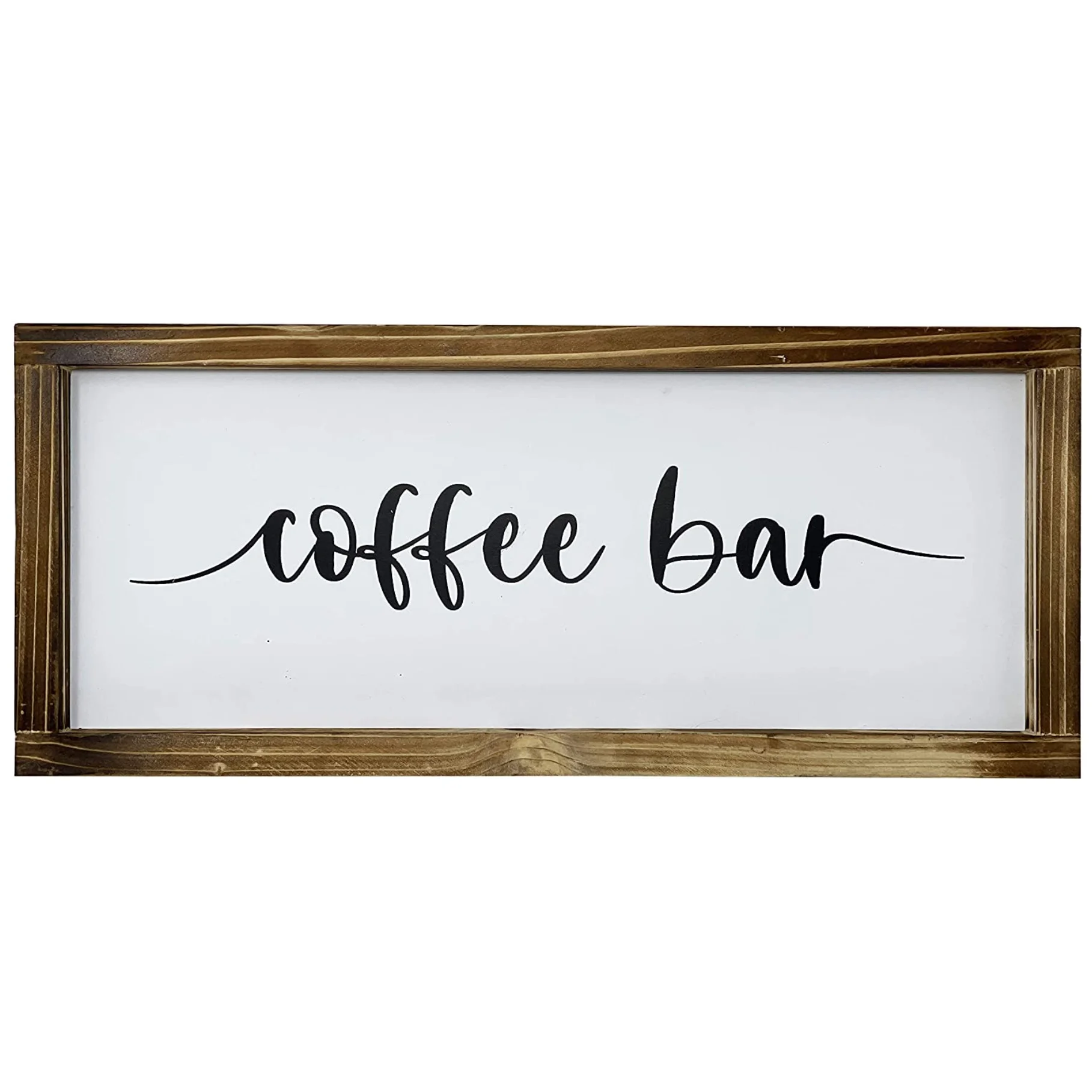 

Coffee Bar Sign Rustic Kitchen Sign Coffee Bar Decor with Solid Wood Frame, Brown