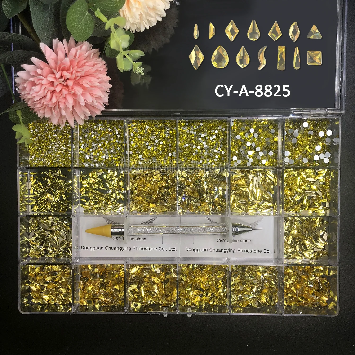 

C&Y SS20 Big Glass Stones Nail Art Crystal Size Rhinestone For Nails Shaped Rhinestones Flat Back, Citrine