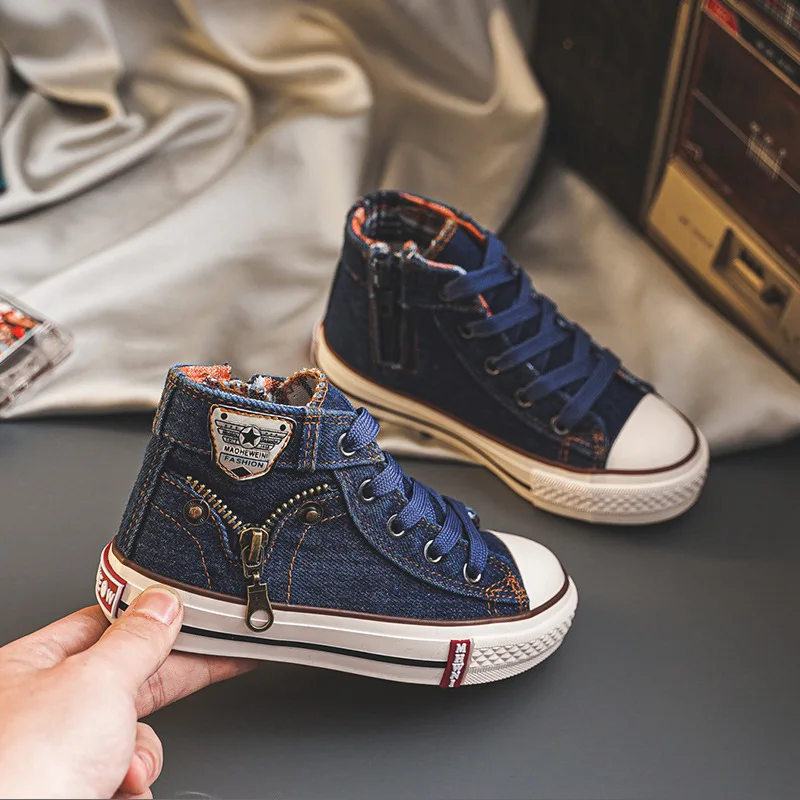 

Nian OEM zapatilla casual shoes rubber sole cartoon girls boys canvas children shoes, Blue navy