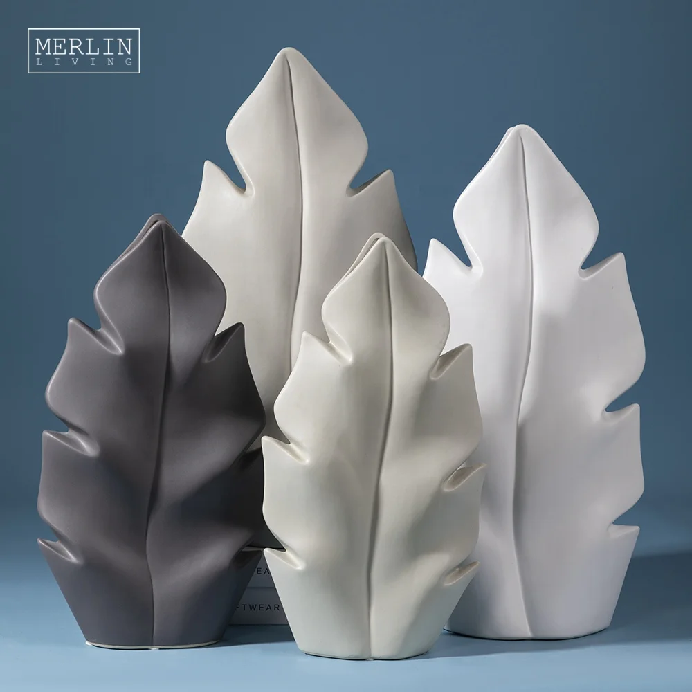

Ceramic & porcelain decorative home vases Amazon hot leaf nordic flower vases for home decor modern unique designer vase, Black/beige/white