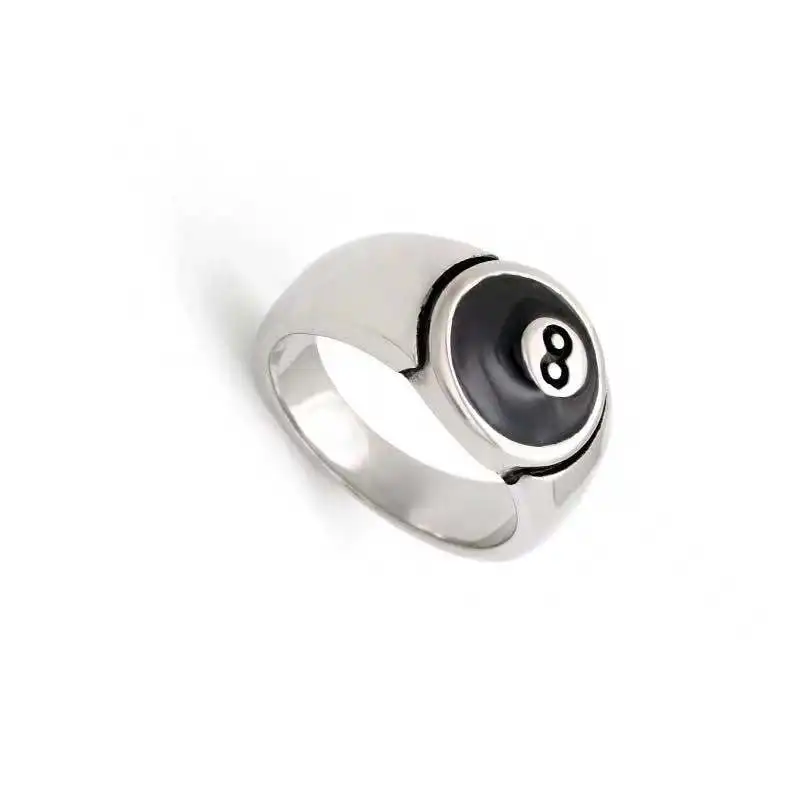 

Top selling creative personalized accessories billiards digital black 8 Taos stainless steel jewelry stainless steel men's ring