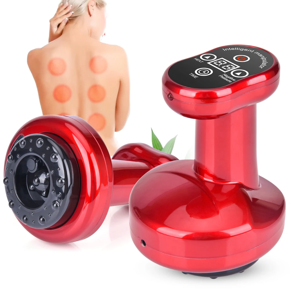 

Electric Cupping Massage Guasha Suction Massager Scraping Apparatus Device Meridian Fat Burning Body Slimming Negative Pressure, Red