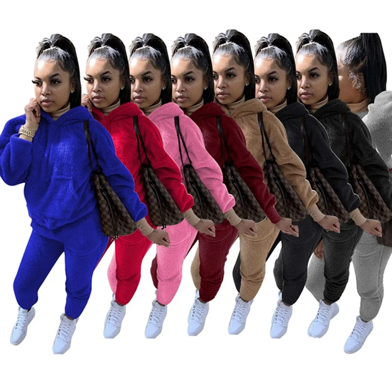 

Thick Hoodie Fleece Jogging Sets Sweatsuit For Women