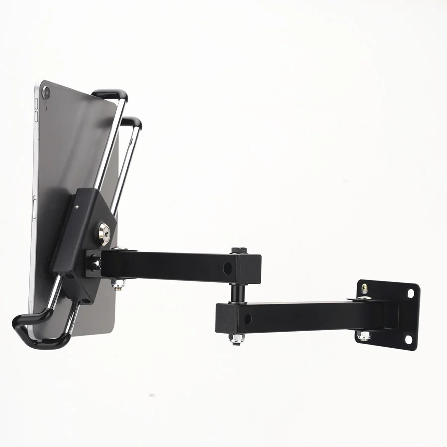 

Retractable metal tablet wall mount stand with lock 360 degree rotating flexible tablet foldable holder universal tablet PC