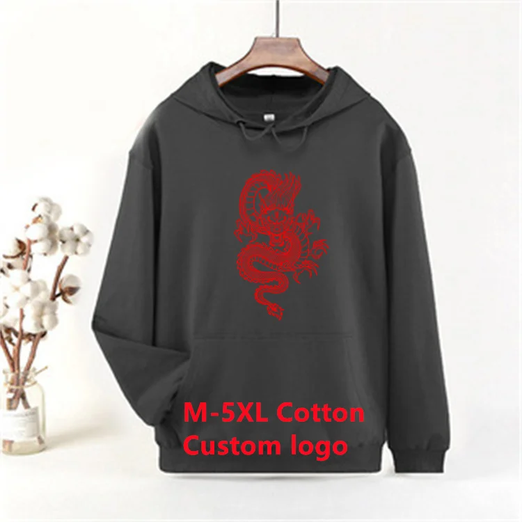 

Casual Custom letter Logo Anime Dragon Gym Embroidery Designer Men's Blank Mens Cotton Oversized Hoodies Unisex, Picture shows