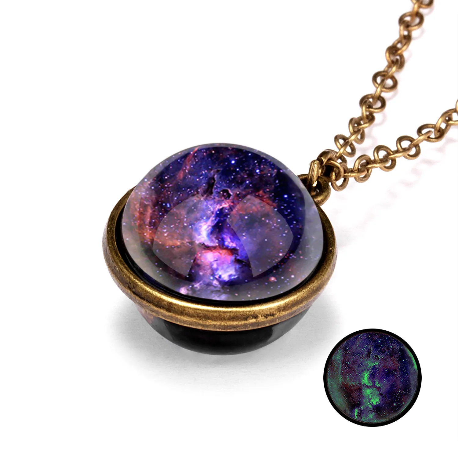 

10pcs Glow In The Dark Galaxy Necklace Space Planet Pendant Universe Jewelry Solar System Nebula Glass Ball Luminous Necklace