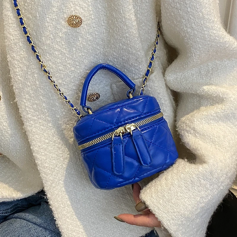 

2022 Luxury PU Leather Small Box Crossbody Bag Chain Shoulder Mini Purses and Handbags Women