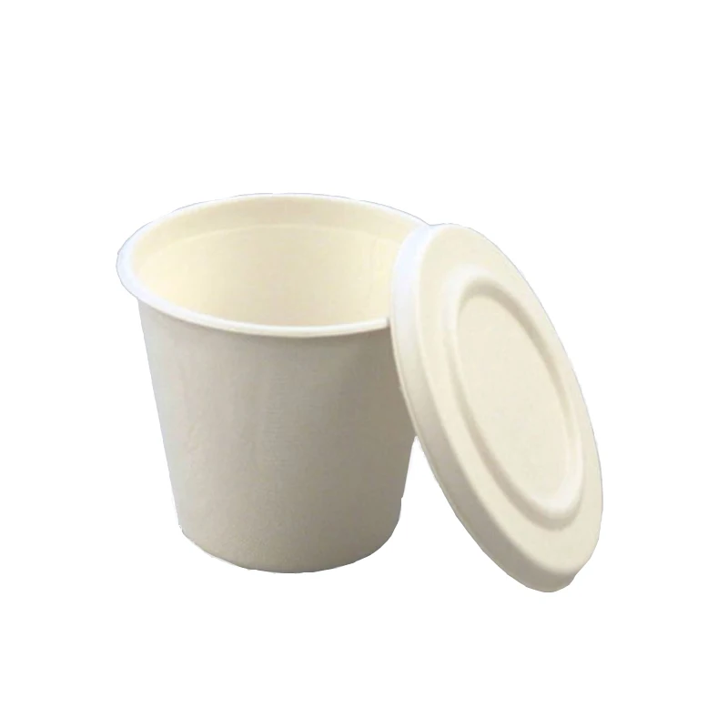 

Qualified Disposable White Cups with Lids Sugarcane Bagasse Paper Cup Plates 100% Compostable Paper Cup