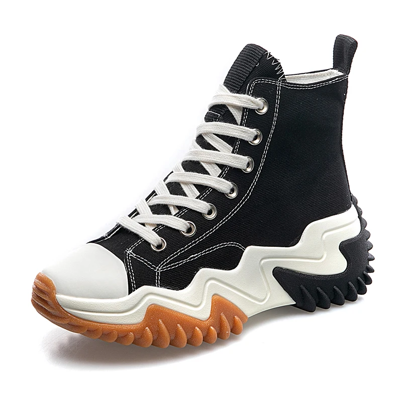 

Wholesale Custom Slip On Fashion New Chunky Slugged Bottom Blank White Canvas Trendy Shoes for Men Women Ladies with Print, Black, white