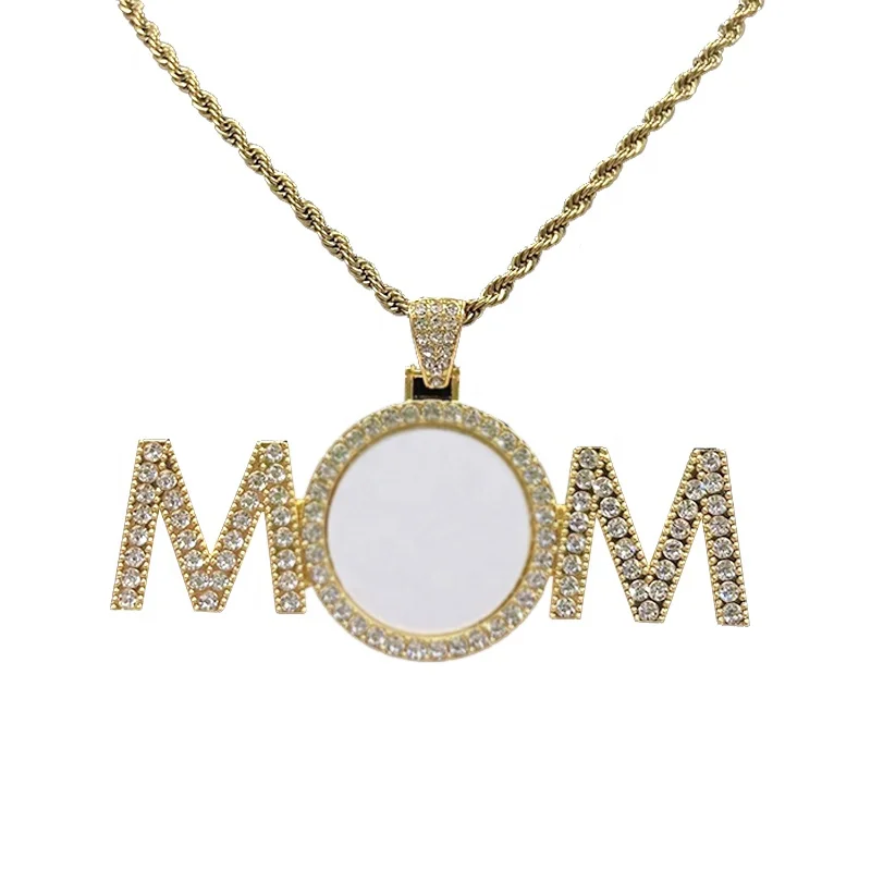 

Hot Selling Personalized DIY Metal Mom Necklace Necklaces Sublimation Mom Necklace For Mother's Day, Silver/gold/rose gold