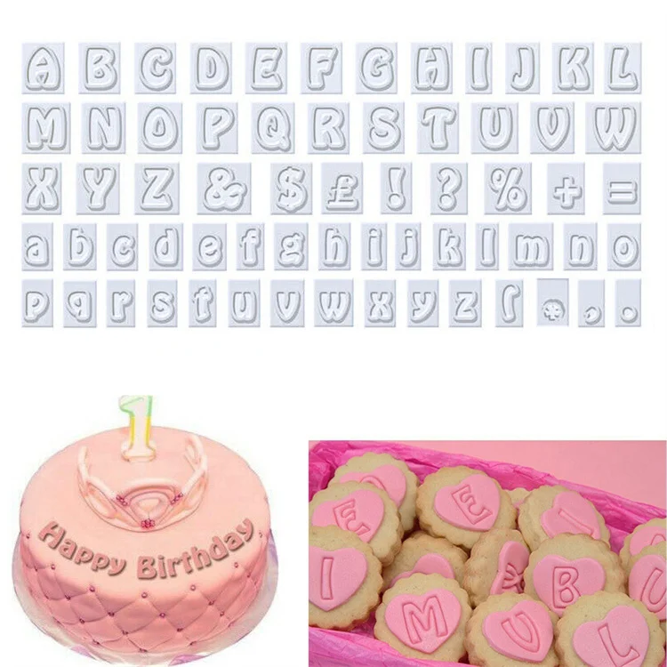 

64 Characters Upper&Lower Case Alphabet Letters Baking Cake Mold Plastic Cookie Cutter Fondant Tool Set Cookie Cutter Diy Tools