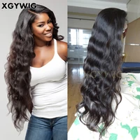 

XGYWIG Stock 100% virgin unprocessed Brazilian Natural Color with baby hair 8"-30" Natural Wave human hair Full Lace Wigs