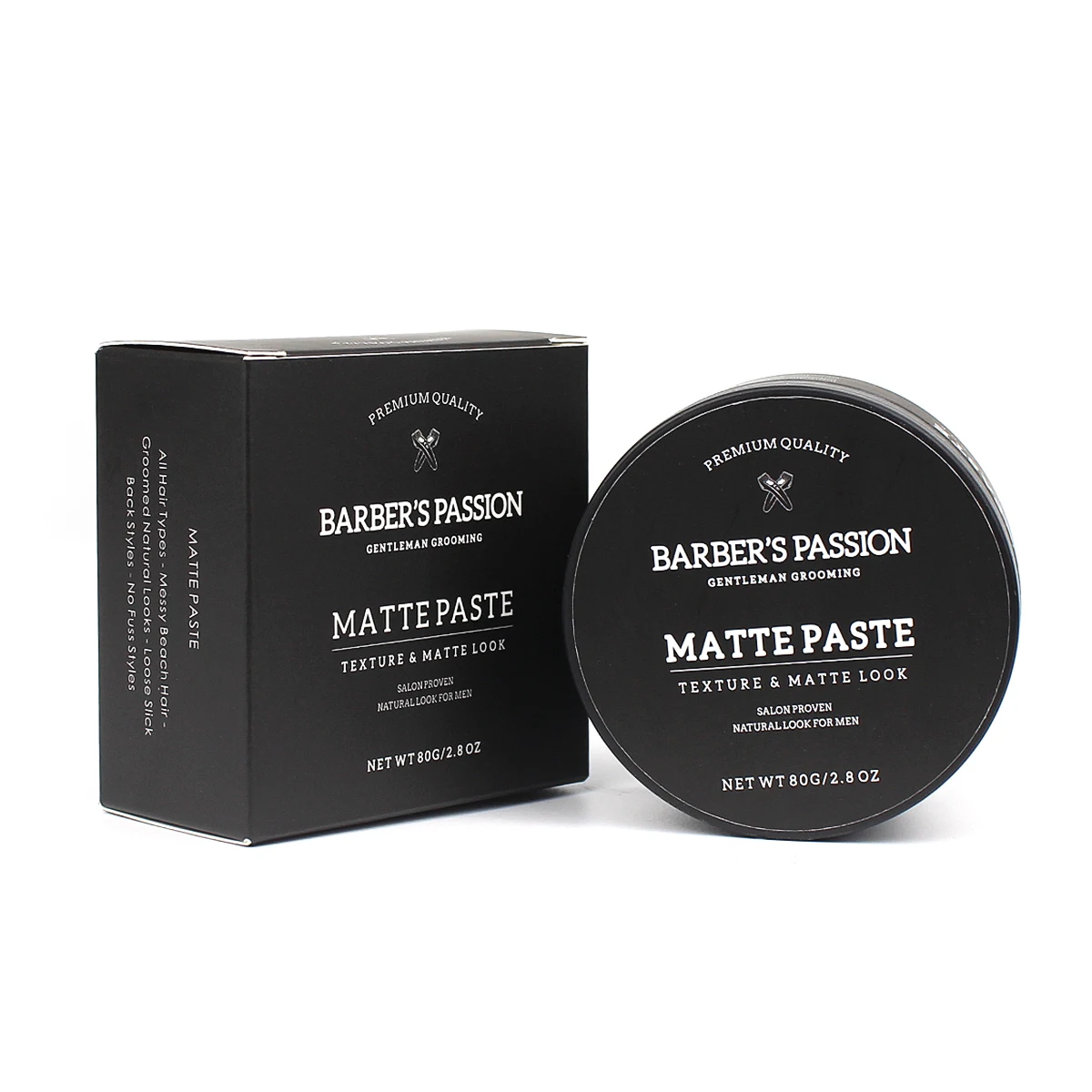 

Barber Passion strong hold texture biotin matte styling paste private label