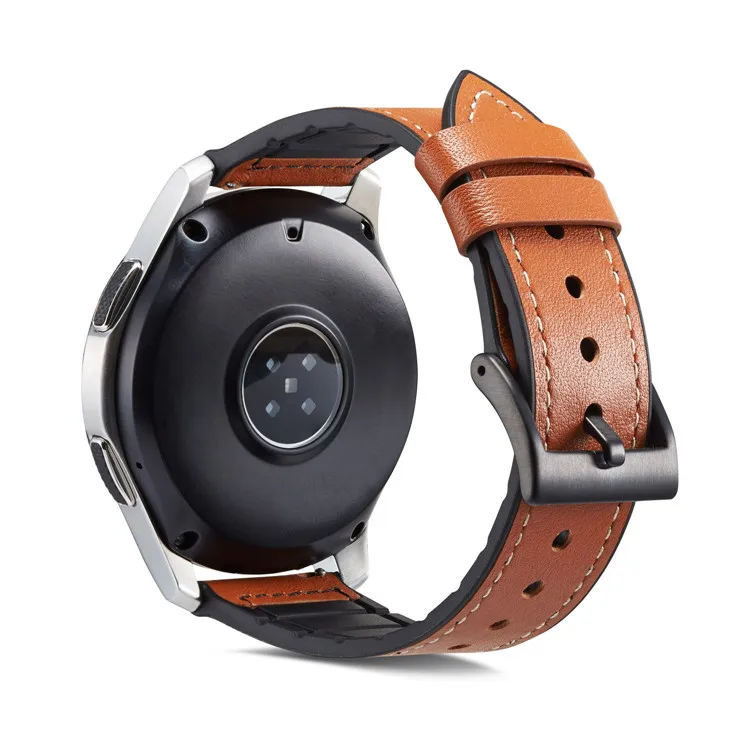 

20mm 22mm Genuine Leather TPU Watch Bands for Samsung Watch 3 Gear S3 Active Wrist Strap for Huawei Watch GT2 Garmin