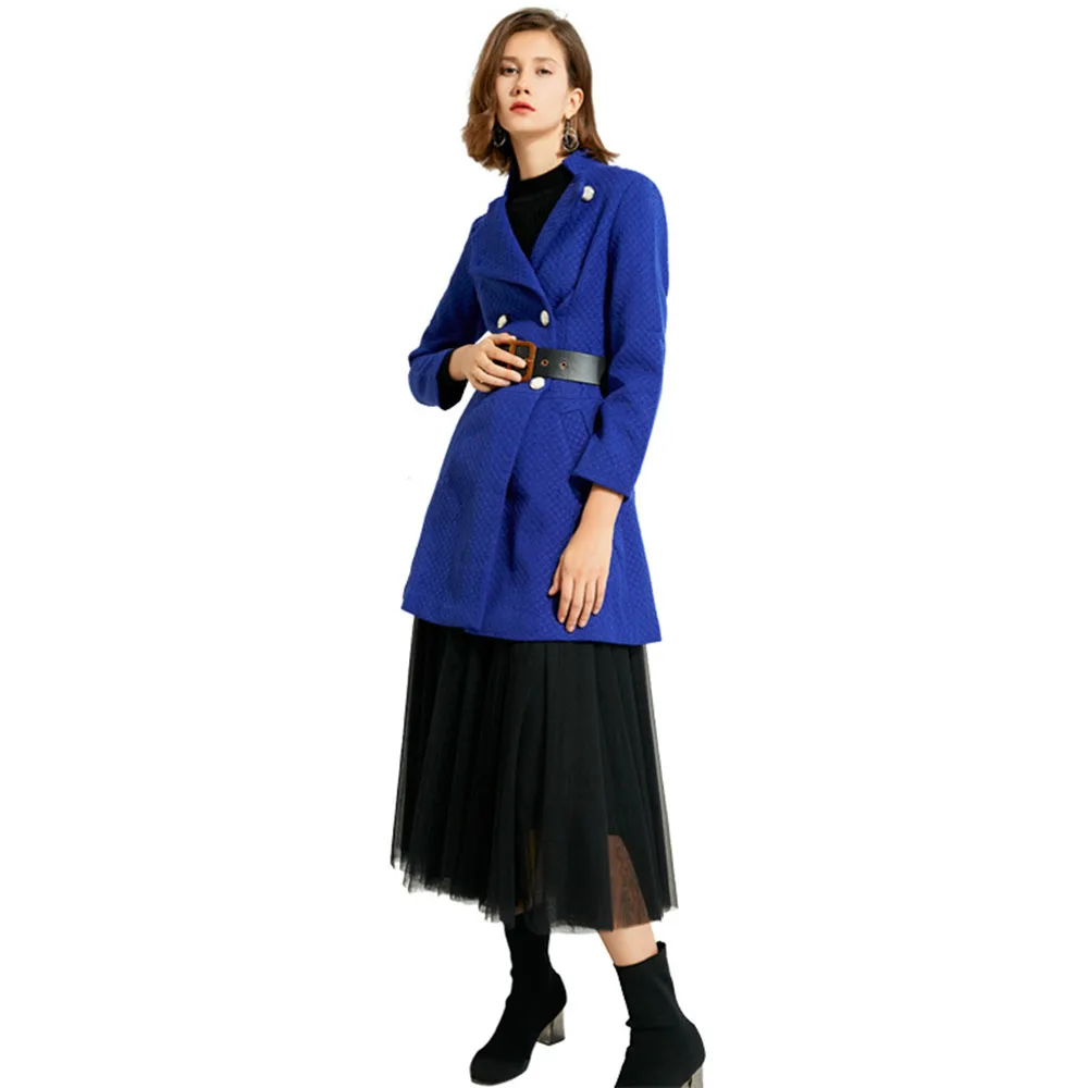 

2020 New Arrivals women Double-Breasted Solid Color Long Sleeve trench Cotton coat for women