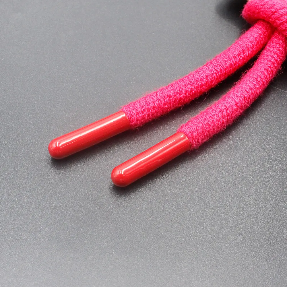 Custom hoodies cord cotton drawstring cord with tube metal cord stopper
