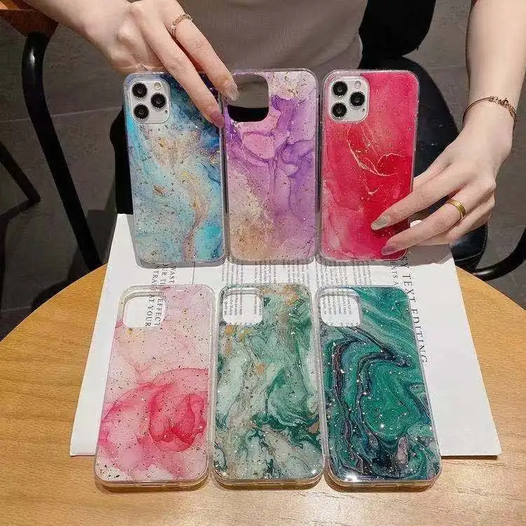 

Luxury Foil Bling Marble Phone Case For iPhone12 mini Soft TPU Cover For iPhone X Glitter Case