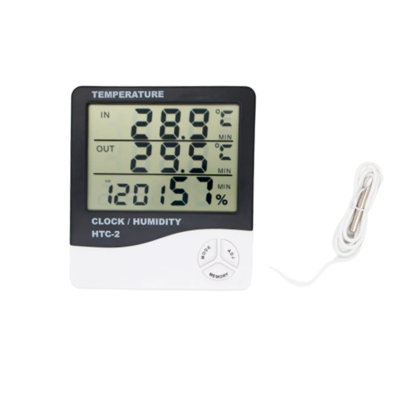 HTC-2 Multi Indoor Outdoor LCD Elektronische Temperatuur Vochtigheid Meter Digitale Thermometer Hygrometer met Weerstation Alarm