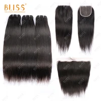 

Bliss 8A Brazilian Straight 100% Virgin Cuticle Aligned Human Hair Extension Bundles Cheveux Weave with Lace Closure and Frontal