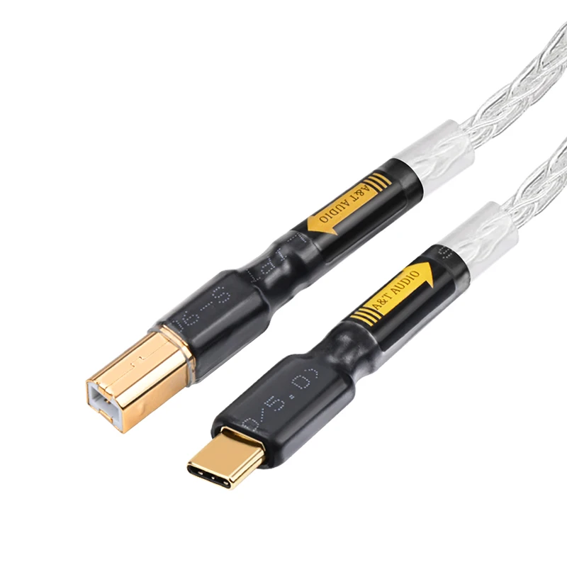 

ATAUDIO Hi-end usb cable type c to type b hifi Stereo cable pure silver Data audio digital Cable for mobile phone dac