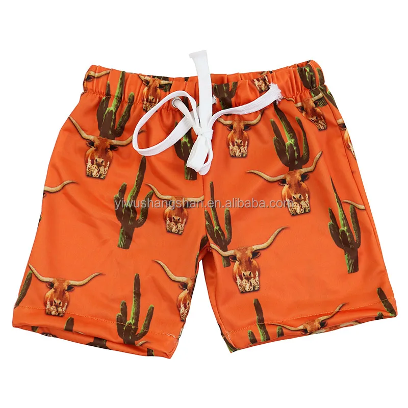 

Wholesale Summer 0-16 Years Old Children's Swimsuit Western Style Cow Cactus Printed Swim Trunks Baby Boy's Swimwear, As picture