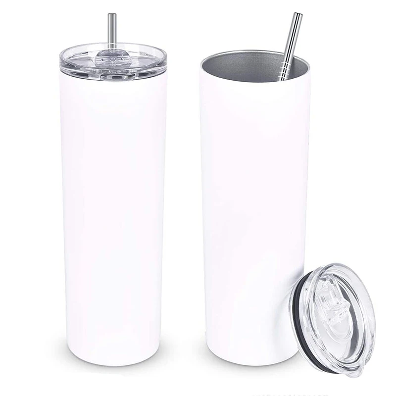 

20 oz skinny double wall stainless steel skinny tumbler with lid and straw, Customized