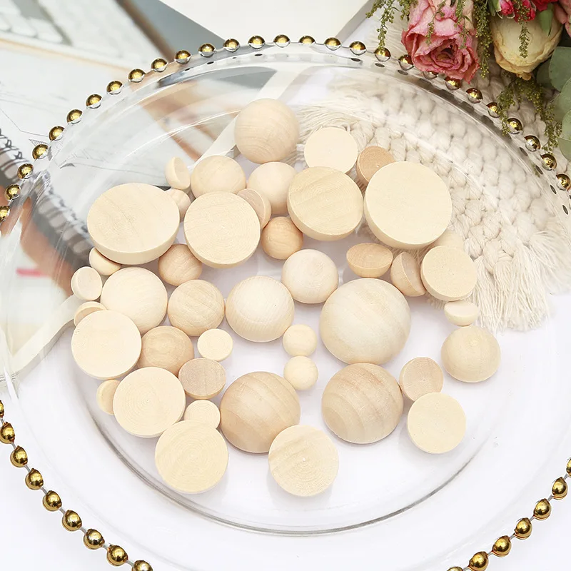 

Boho Unfinished Natural Wooden Spacer Loose Beads Home Decor Accessories DIY Projects Half Round Natural Wood Beads, Picture