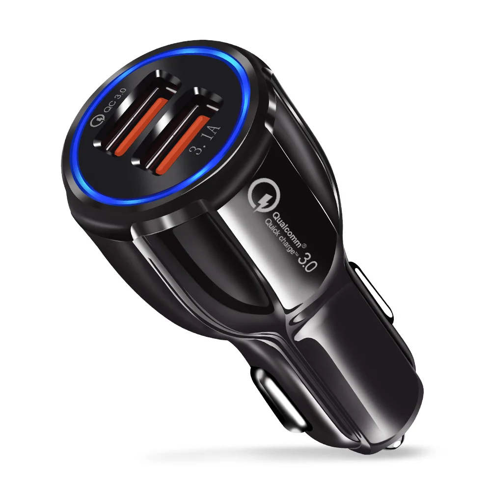 

High Quality 5V 6A Dual Usb Ports Car Charger qc 3.0 Fast Charging Car Charger, Multi color