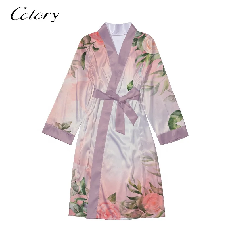 

Colory Women's Satin Robe for Brides Bridesmaids Short Silk Kimono Bathrobe Wedding Party Robes, Customized color