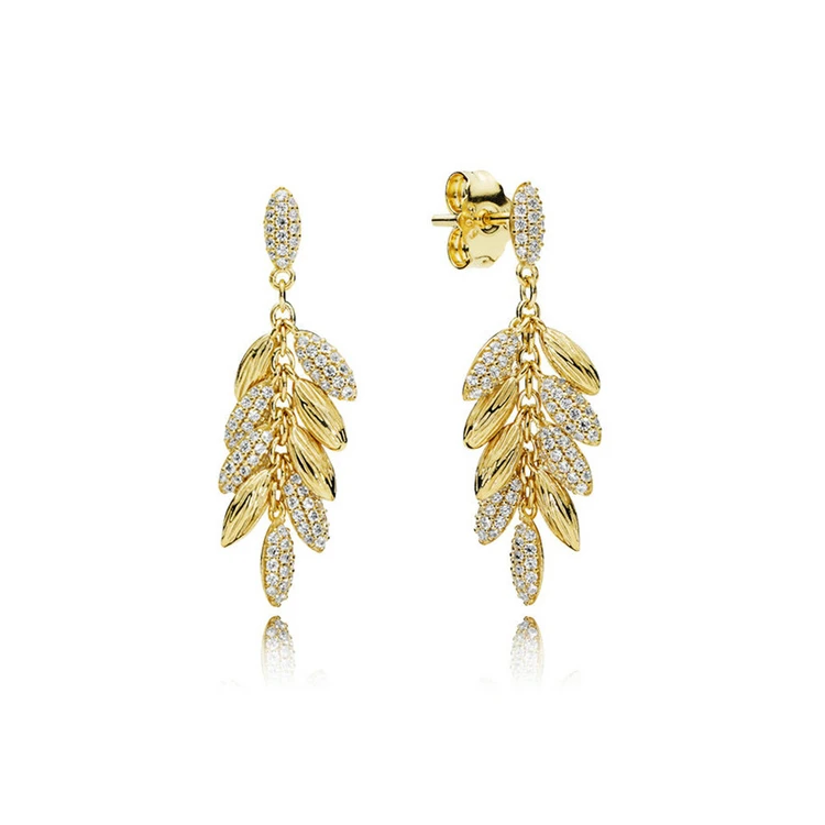 

Vintage design golden wheat ears drop earrings 925 silver stud earrings for woman
