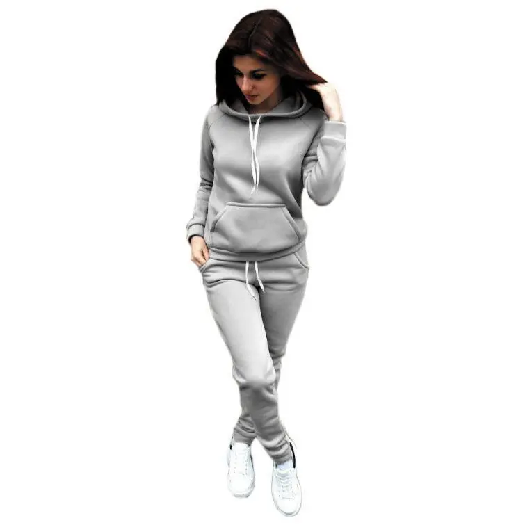

Women Pullover Hoodie Pockets Sweatpants Sport Jogger Sweatsuit womens winter 2 piece set new year 2021 clothing