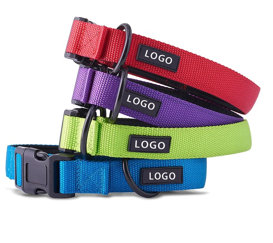 

Best Seller Customize LOGO Comfort Soft Neoprene Padded Dog Collar for All Breeds Heavy Duty Adjustable Nylon dog collar