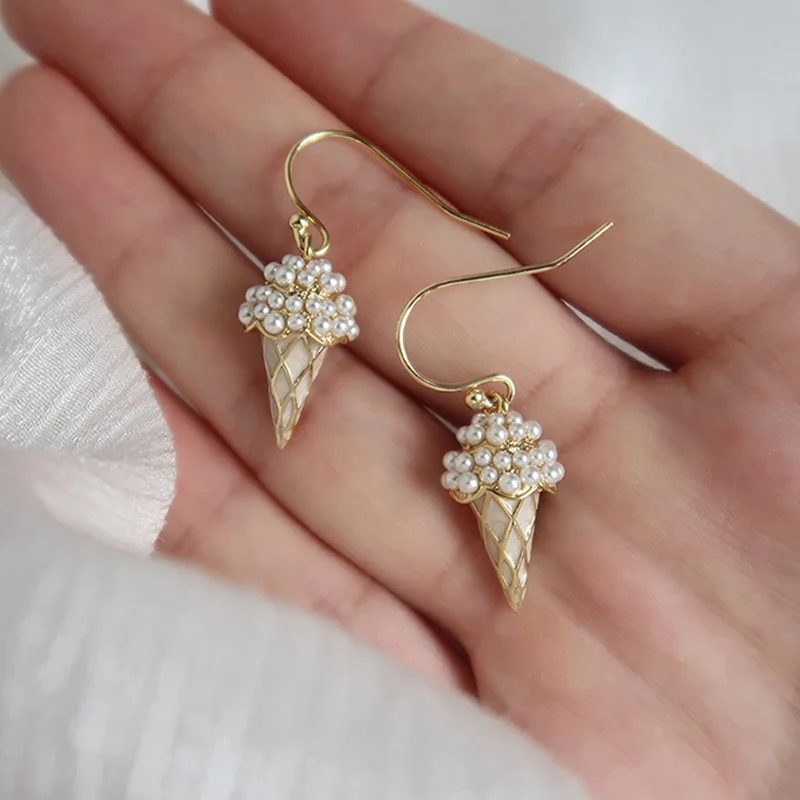 

fashion jewelry trendy drop pearl ice cream earrings