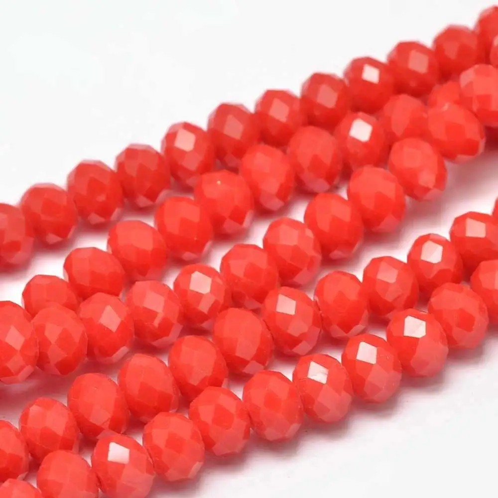 

PandaHall 8mm Red Faceted Rondelle Glass Beads for Necklace