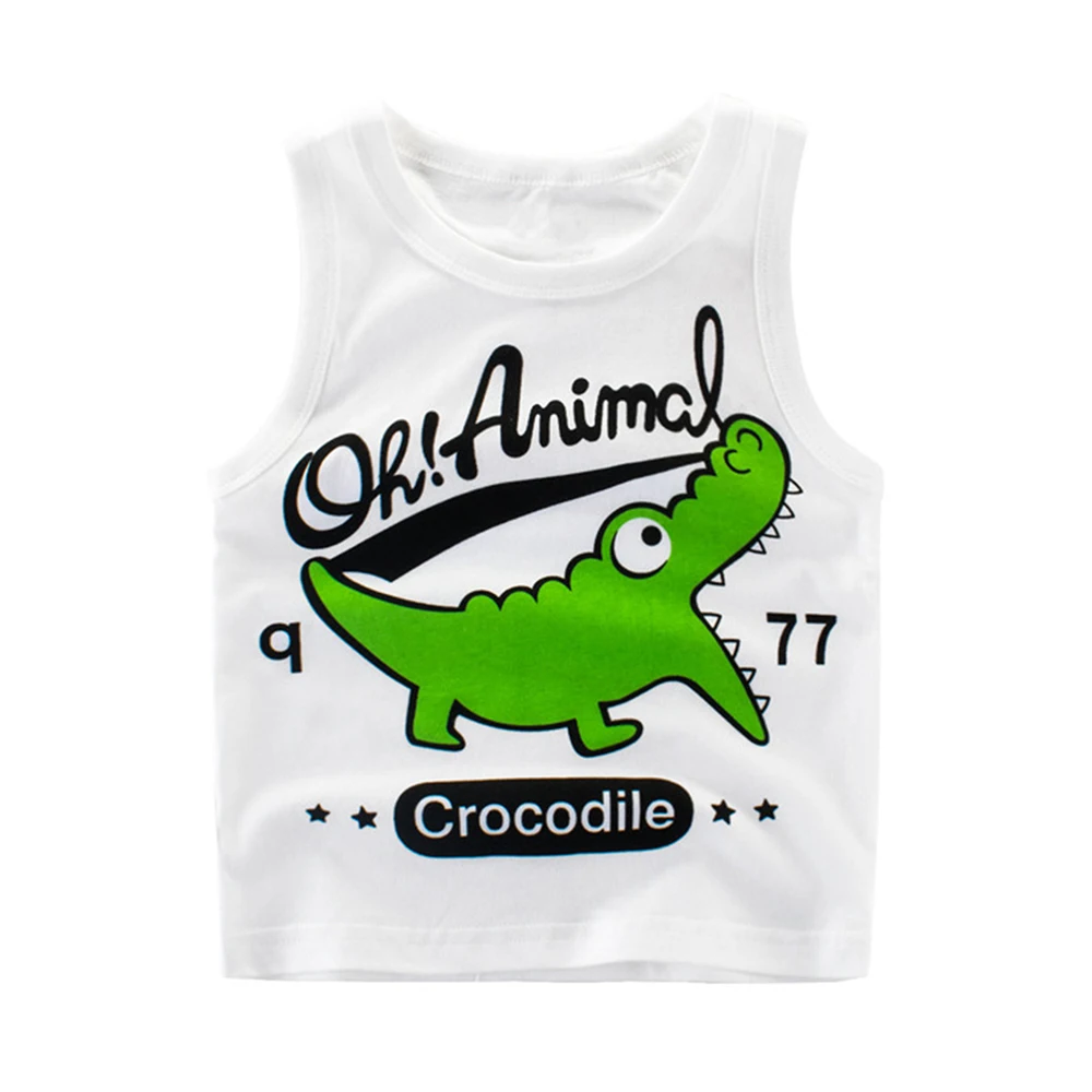 

What&why kids summer high quality cartoon animal white underwear vest