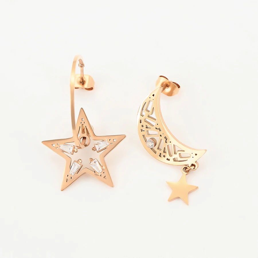 

80154 Xuping Religious star and moon elements rose gold gold-plated hollow earrings