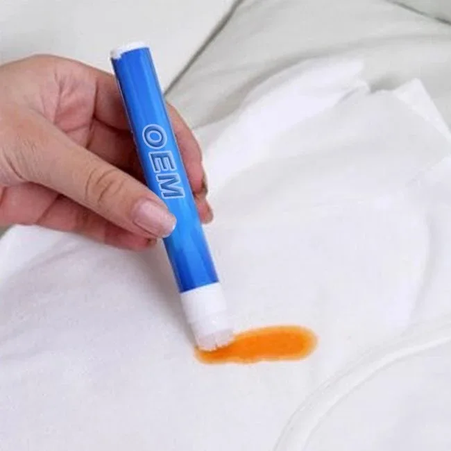 

OEM plastic useful emergency cloth stain remover scouring liquid stick cleaner decontamination fabric bleach pen with key chain