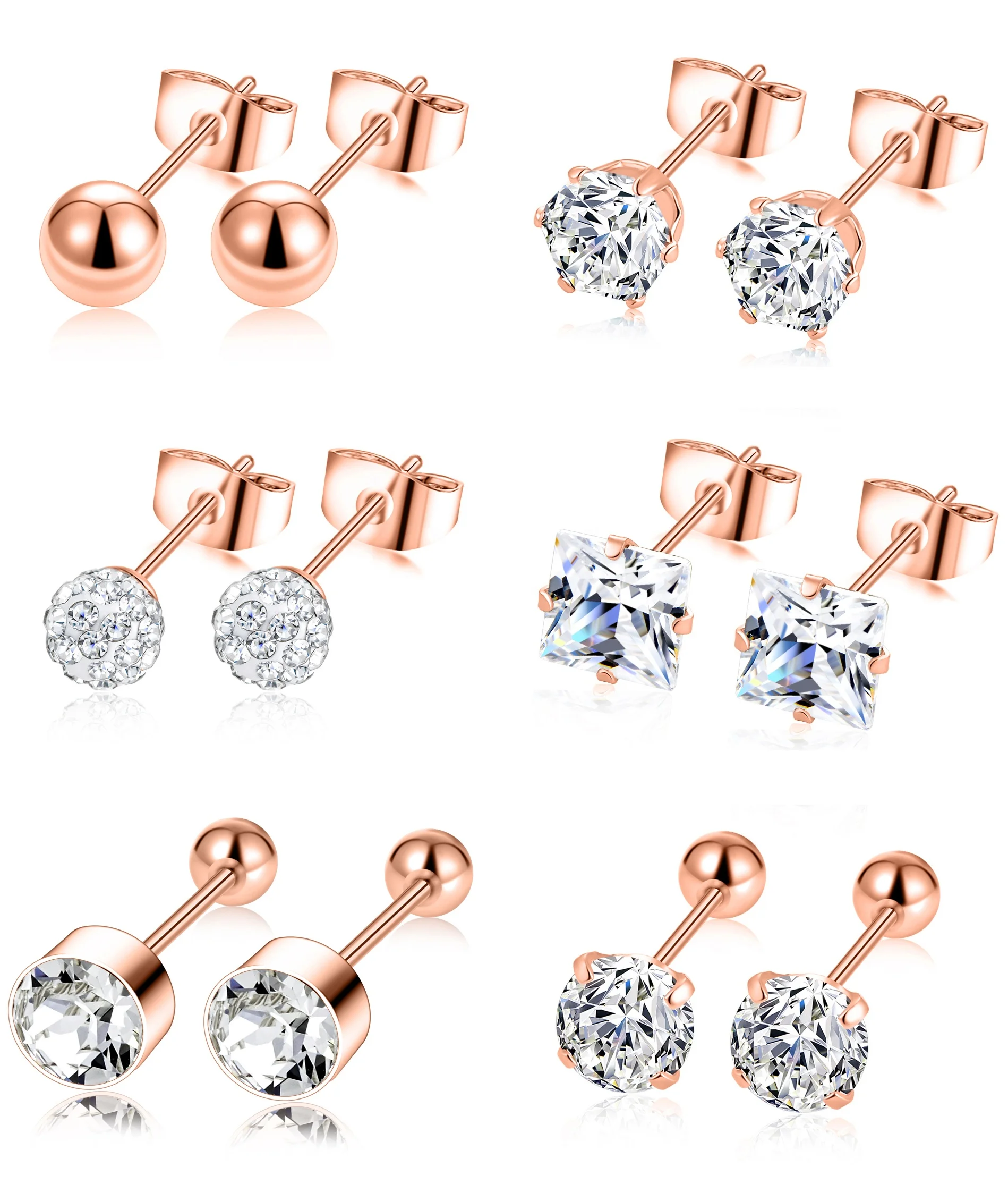 

Hypoallergenic Cubic Zirconia Stud Earrings 316L Stainless Steel Earring Stud Clear CZ Cross Plated