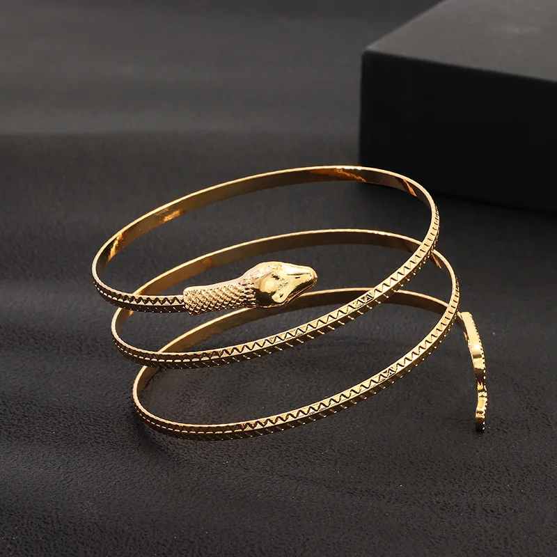 

2021 fashion metal spiral women snake bracelet gold
