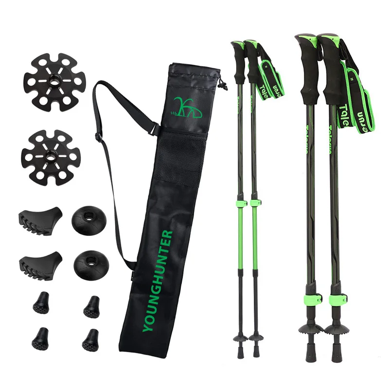 

Sweat absorbing eva grip walking stick retractable external lock batons 7075 lightweight nordic mountaineering straight cane, Black
