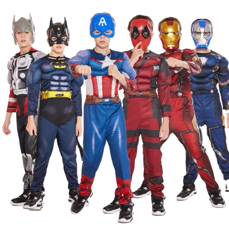 

Muscle Chest Top Superhero Costume -Suits Kids Halloween Cosplay Costume