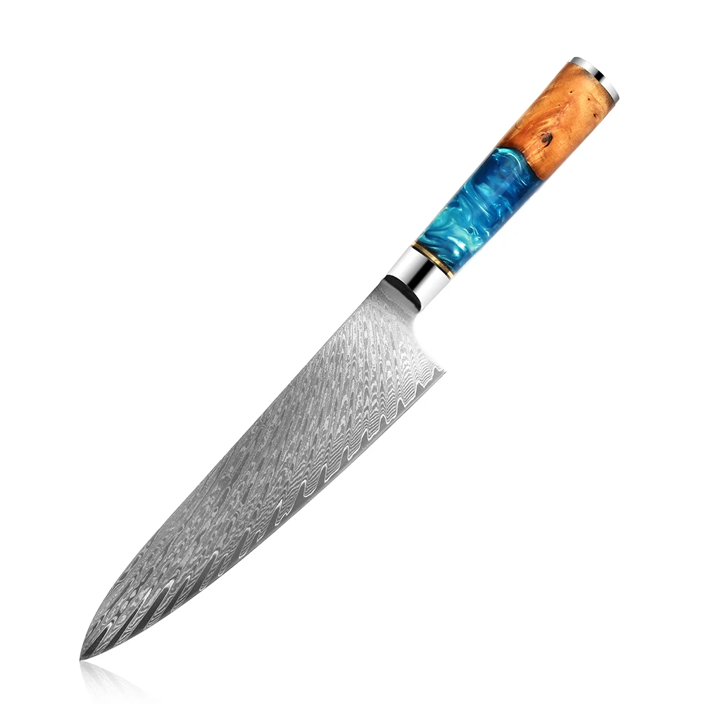 

Blue Resin Handle 8inch Damascus Kitchen Chef Knife