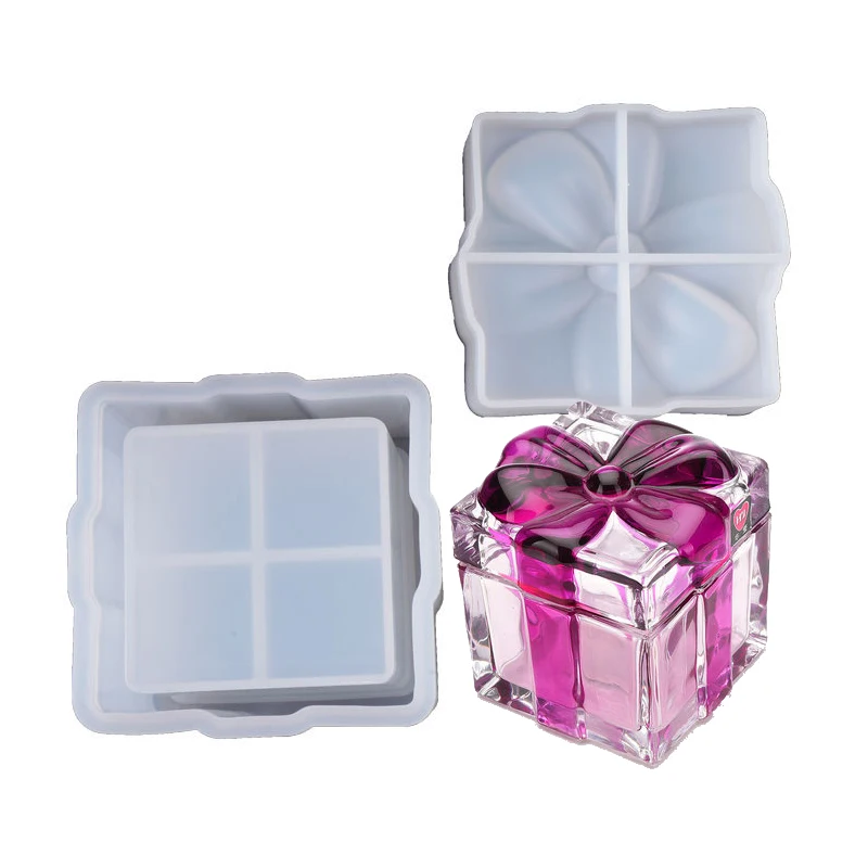 

2021 New Arrival Resin crafts Making Jewelry storage mould silicone large square trinket box mold, Random