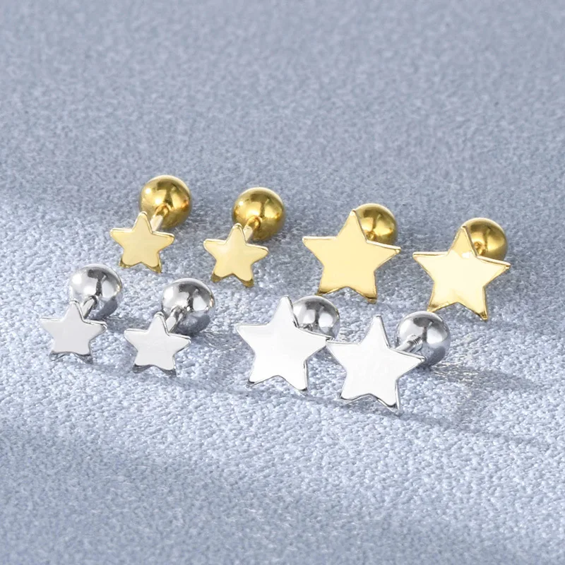 

Sweet Jewelry High Polished 925 Sterling Silver Star Screw Back Stud Earrings Sterling Silver Little Star Earrings