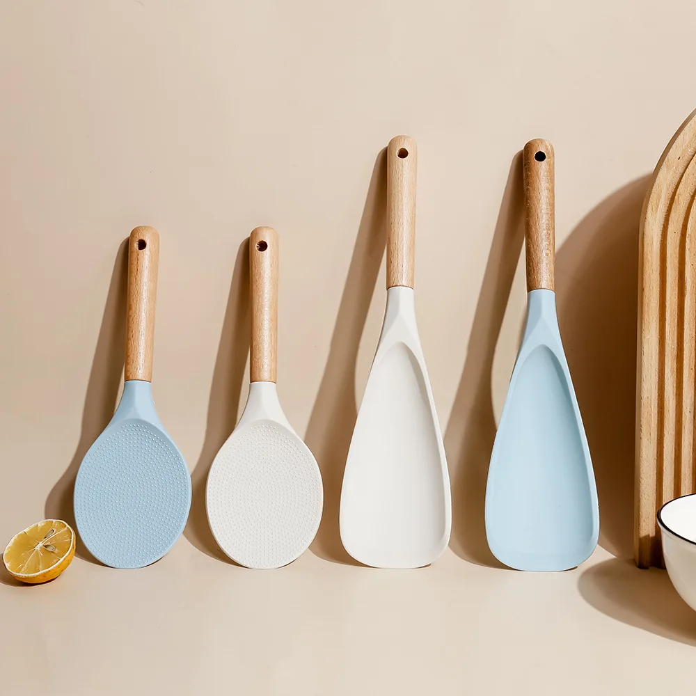 

TY2022 OEM/ODM Kitchen gadgets silicone rice spoon non-stick pot spoon rice scoop shovel kitchen Sheng Rice scoop, As shown